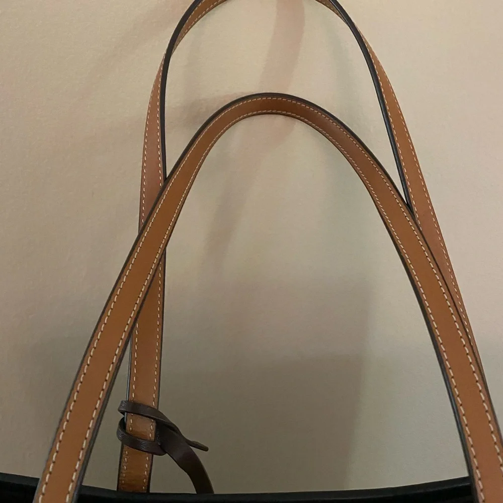 Tory Burch Plaid Gingham Tote with Tan Accents - Picture 4 of 9